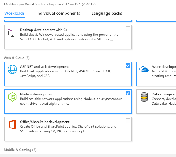 Visual Studio Workloads