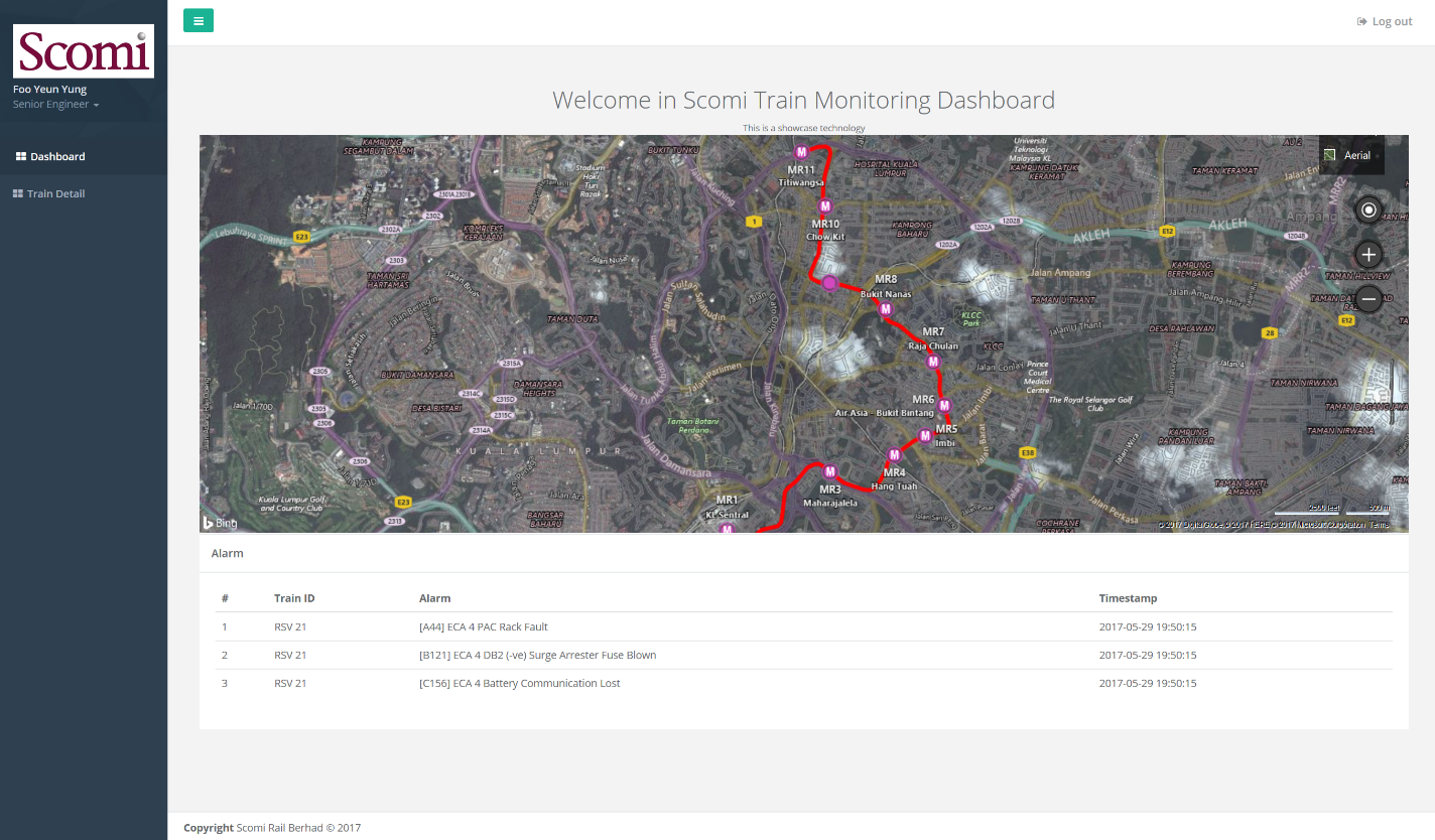 Live Monorail monitoring solution using Microsoft IoT with Scomi Engineering